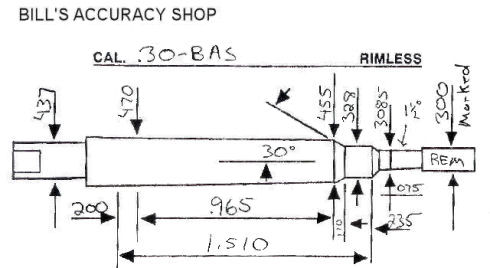 sketch for .30-BAS reamer showing dimensions